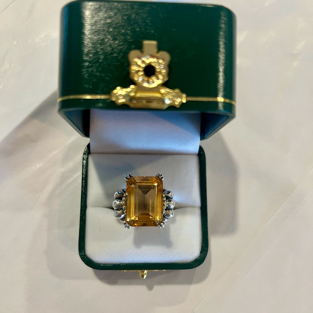 Lagos Silver and Gold Ring with Citrine Stone - Picture 3 of 6